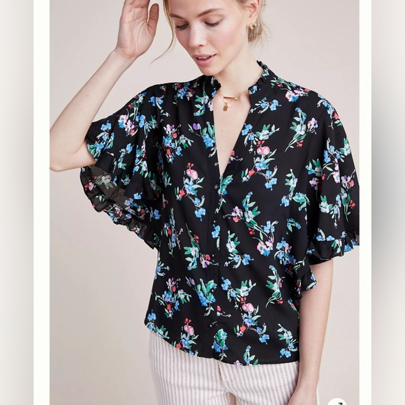 Anthropologie Maeve Aveiro Flutter-Sleeved Buttondown - Picture 3 of 4